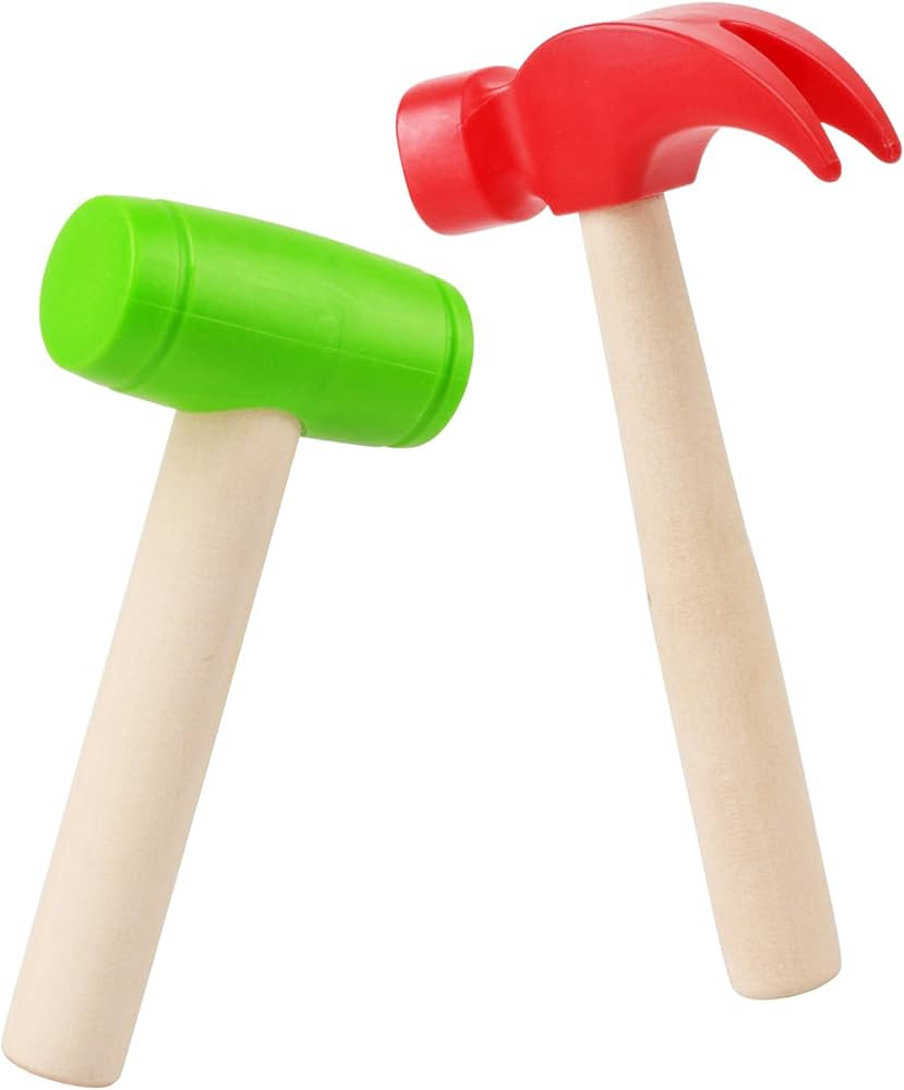 2pcs Toy Hammer Simulation Wooden Hammers Small Plastic Toddler Hammer Portable Kids Maintenance ... | Amazon (US)