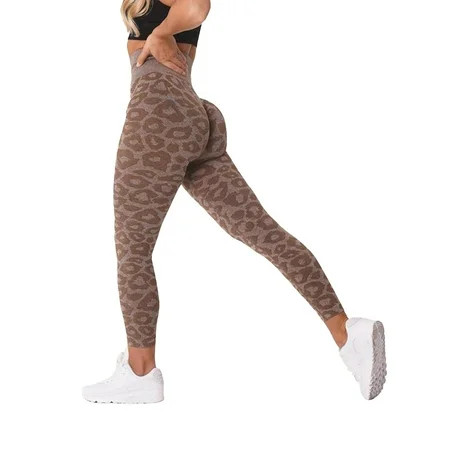 GYUJNB Women s Workout Yoga Gym Leggings Leopard Print Yoga Pants Leopard Print Jacquard Seamless Animal Print Yoga Pants | Walmart (US)