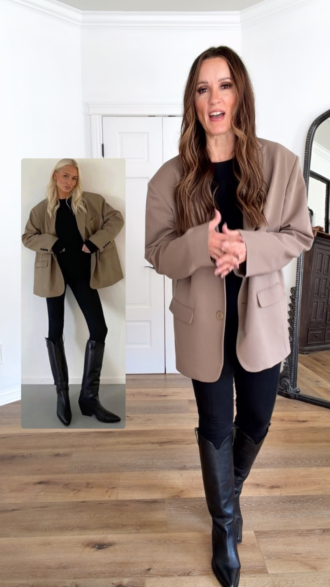 This is an easy one to bring to life, ladies! Elevated, sophisticated, and easy to recreate!

Sizing:
Blazer-TFS | The Label, sized up to large for this oversized fit. 
Sweater-Quince, medium
Black skinny jeans-Spanx, medium. Code TRACYXSPANX. 



#LTKOver40 #LTKootd #LTKgrwm