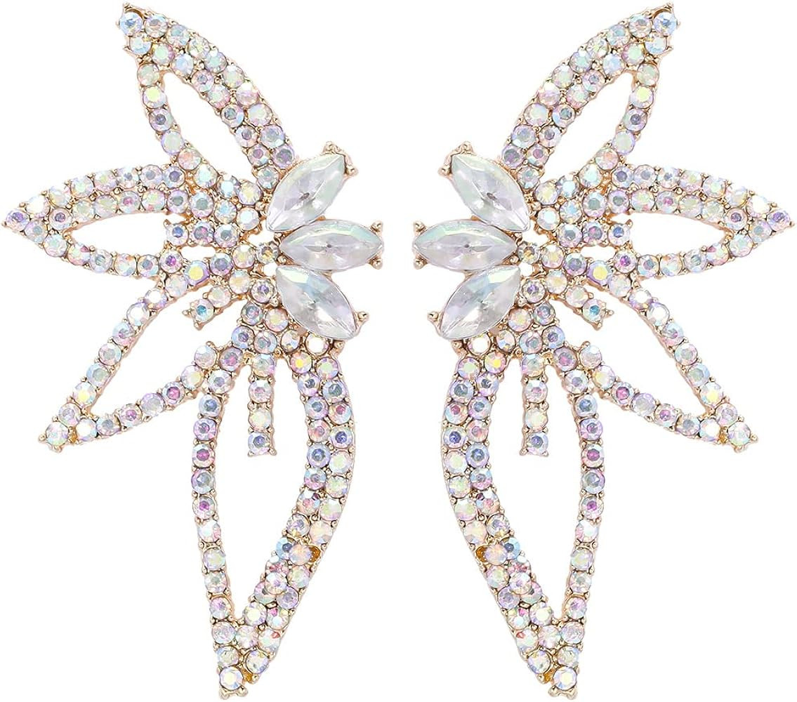 Vintage Rhinestone Statement Earrings Retro Fancy Cluster Sparkle Crystal Drop Dangle Earrings for Women Girls,Rhinestone Costume Jewelry for Bridesmaid Wedding Party Prom | Amazon (US)