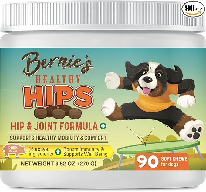Bernie's Healthy Hips - Daily Dog Hip & Joint Supplement - 90 Soft Chews - Reduce Pain, Encourage... | Amazon (US)