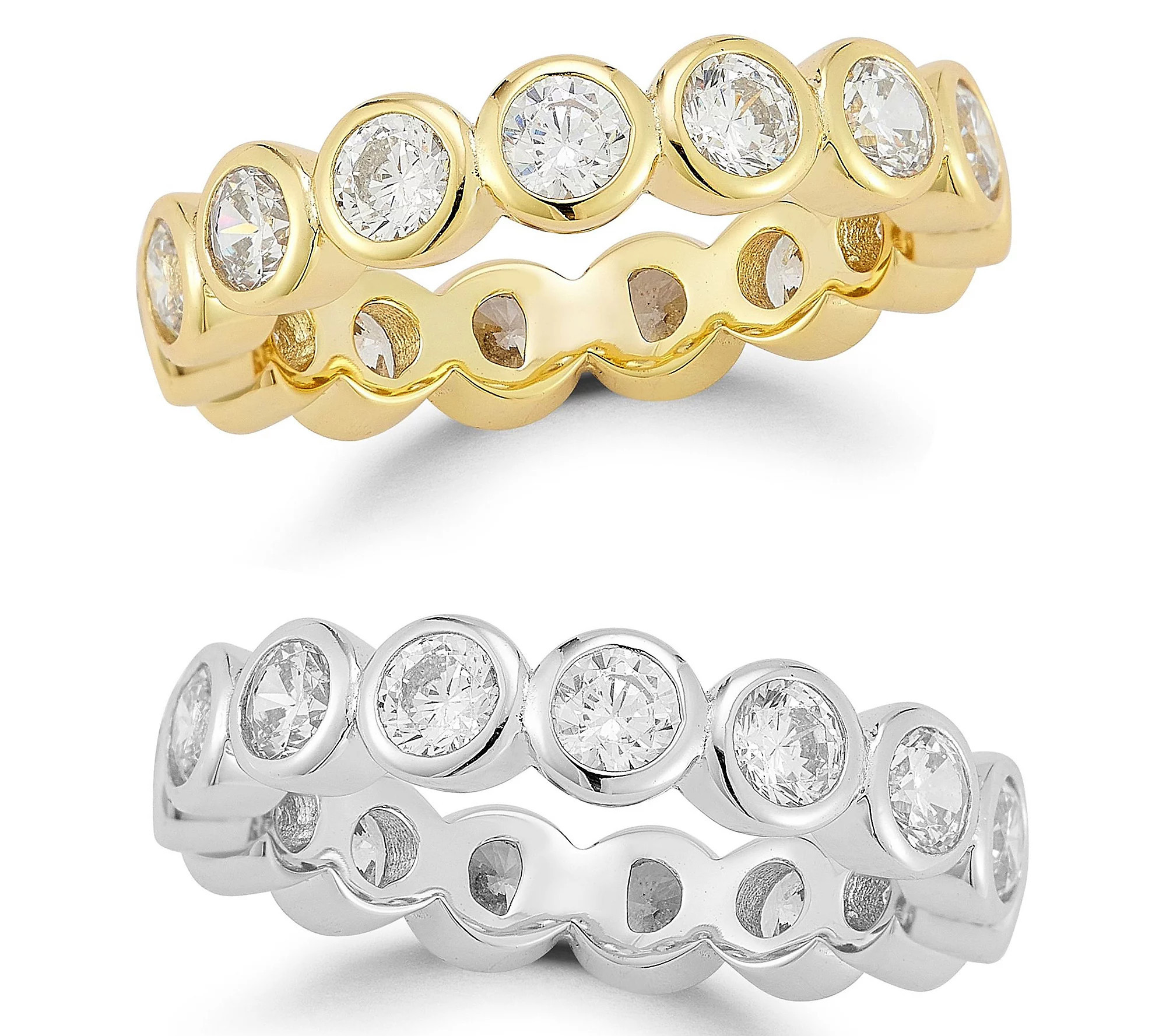 Sterlina Silver Set of 2 Bubble Band Rings, Sterling | QVC