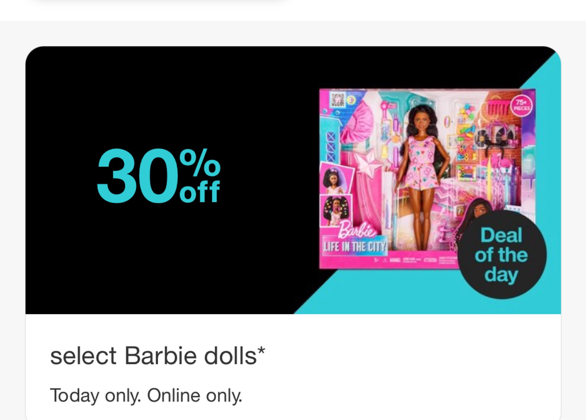 Today only! Barbies 30% off 

#LTKCyberweek #LTKsalealert #LTKkids