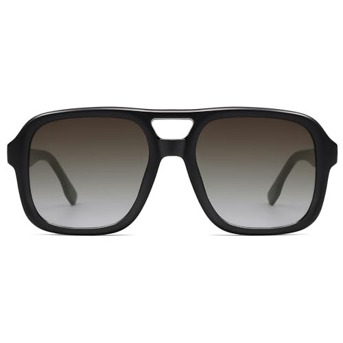SOJOS Retro Aviator Sunglasses For Women Men Square Womens Square Sun Glasses SJ2355,Black Grey Grading | Amazon (US)