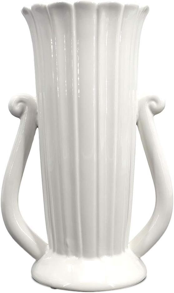 Bicrops 11.8 Inch Modern White Ceramic Vases Double Handle Design for Home Office Wedding Ceremon... | Amazon (US)