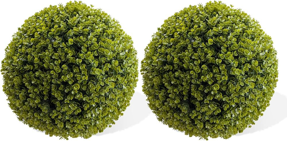 21 Inch Artificial Plant Boxwood Topiary Balls 2PCS, Topiary Ball Garden Spheres Decorative Balls... | Amazon (US)