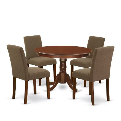 Round Dinette Set 5 Piece - Kitchen Table & Chairs - Modern Dining Set - Coffee Linen Fabric - Elegant Design | Target