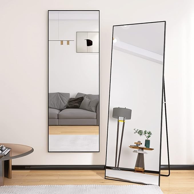Beauty4U 65" x 24" Wall Mounting Full Body Mirror, Full Length Mirror with Stand, Alloy Frame Ful... | Amazon (US)