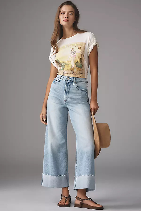 Lana High Rise Ultra-Wide-Leg Cuffed Jeans | Anthropologie (US)