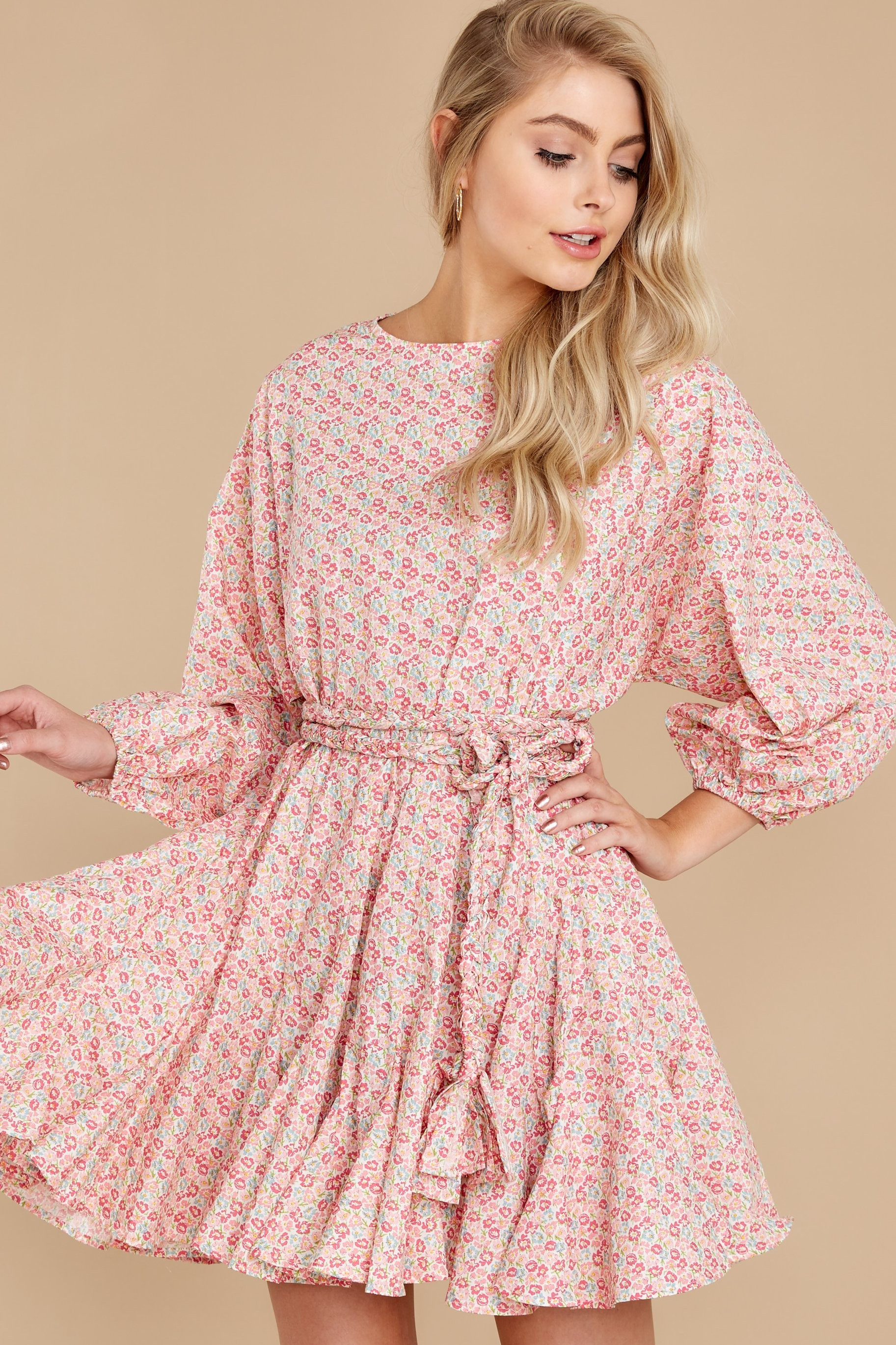 Give Me Flowers Pink Floral Print Dress | Red Dress 