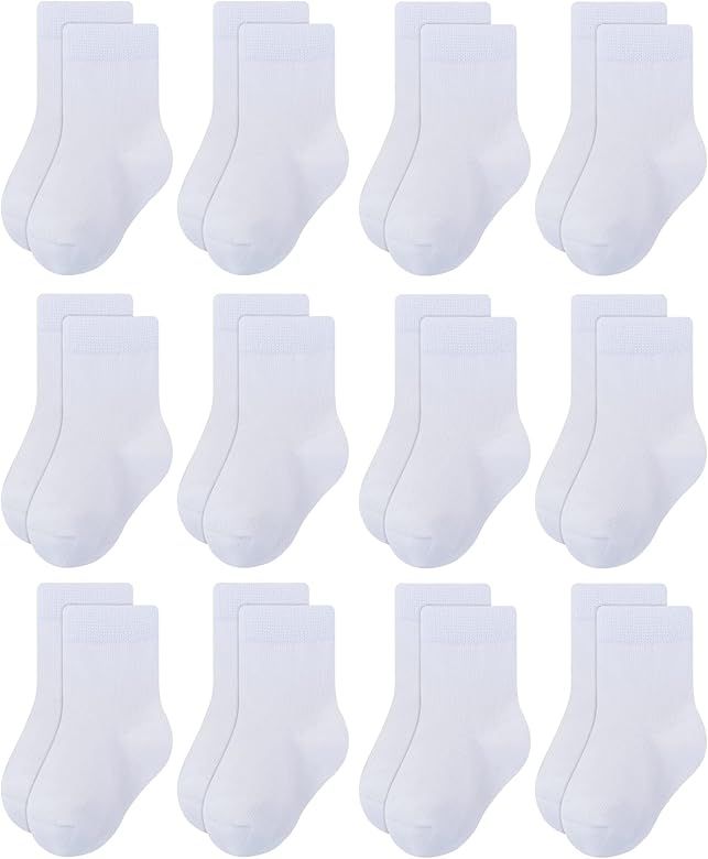RATIVE Basic Socks Cotton Crew for Unisex Baby Infant Toddler Kids Boys Girls | Amazon (US)