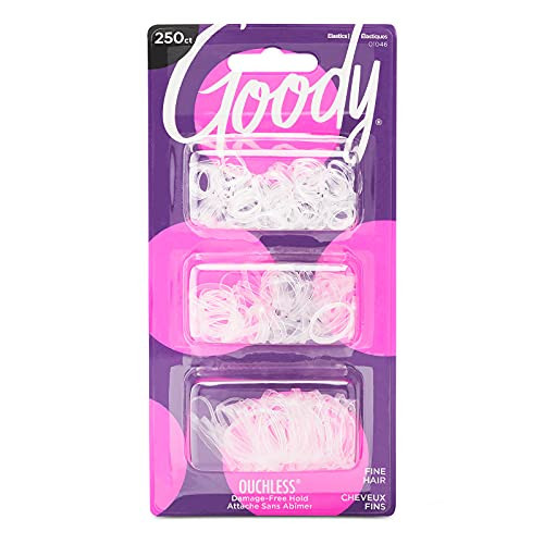 Goody Ouchless Polyband Hair Ties - 250 Ct, Clear, Latex Hair Bands for Women's Hair, Easy Glide, Ultra-Strong Hold Hair Accessories for Women & Men, Secure Hold Ridge Design, All Hair Types | Amazon (US)