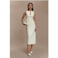 Norah Sleeveless Crepe Midi Dress / Ivory | MESHKI | S | MESHKI US