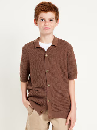Sweater-Knit Button-Front Shirt for Boys | Old Navy (US)