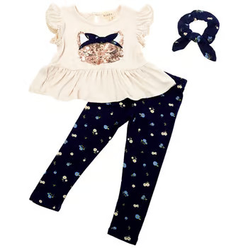 Toddler Girl BTween® Sequin Kitty Peplum Top & Floral Leggings - Boscov's | Boscov's Department Stores