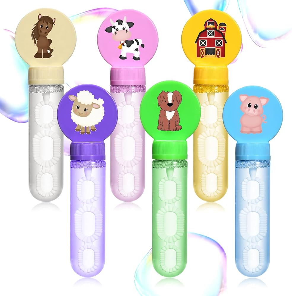 24Pcs Farm Animal Bubble Wands, Barnyard Animal Birthday Party Favors Bubbles for Kids, Farm Bubb... | Amazon (US)