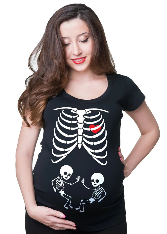 Maternity Tee Shirt  Skeleton Twins X-ray Baby Funny Cute Maternity Tee Shirt  Pregnancy T-shirt ... | Etsy (US)