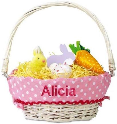 Lillian Vernon Kids Personalized Wicker Easter Basket Tote - Removable Pink Liner, for Girls and ... | Amazon (US)