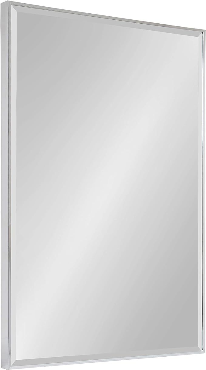 Kate and Laurel Rhodes Large Framed Decorative Rectangle Wall Mirror, 24.75x36.75 Chrome Silver | Amazon (US)