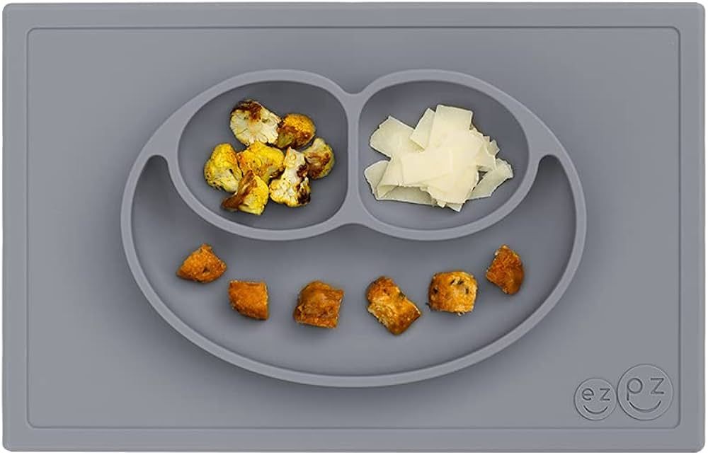 ezpz Happy Mat (Gray) New Version - 100% Silicone Suction Plate with Built-in Placemat for Toddle... | Amazon (US)