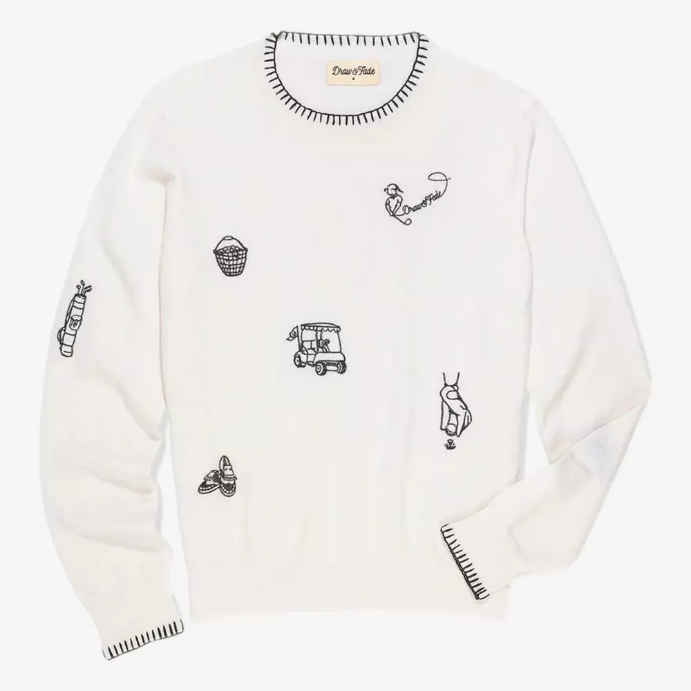 Draw & Fade Golfing Embroidered Crewneck Women's Golf Sweater | PGA TOUR Superstore