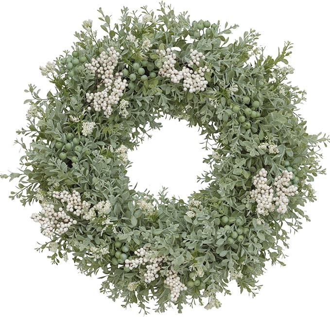 Greenery Wreaths for Front Door 19.7inch, Front Door Wreath with Green Eucalyptus Leaf, Welcome W... | Amazon (US)