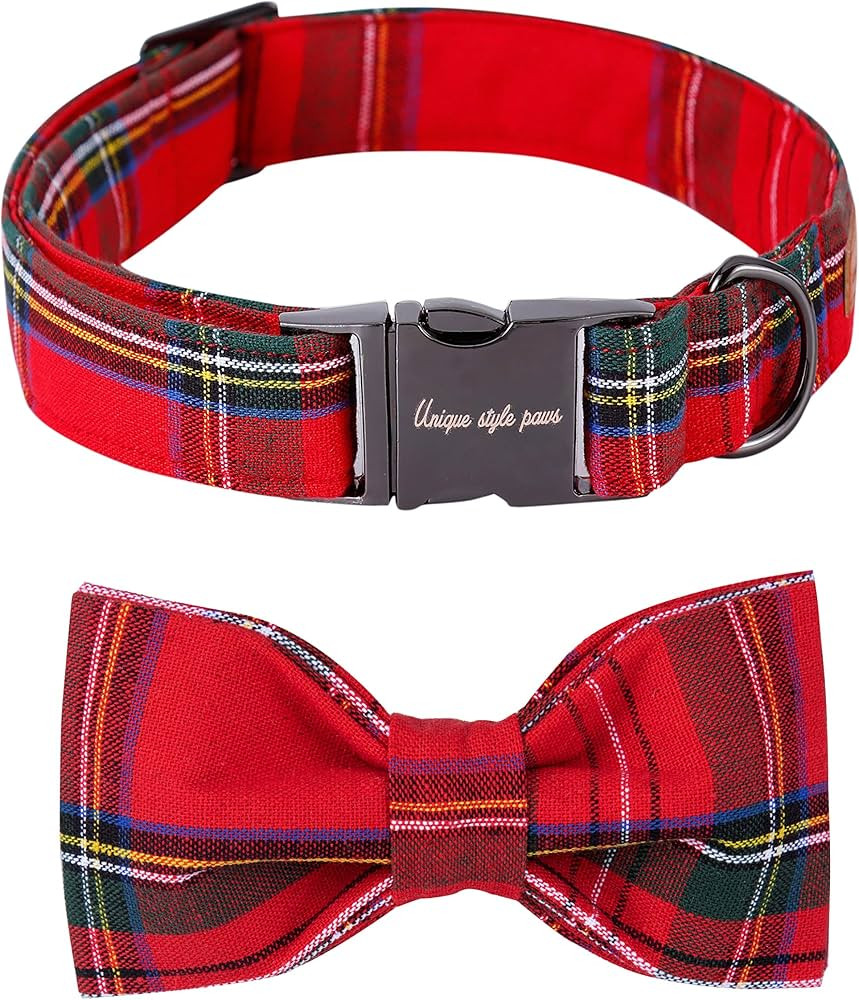 Unique style paws Christmas Dog and Cat Collar with Bow Pet Gift Adjustable Soft and Comfy Bowtie... | Amazon (US)