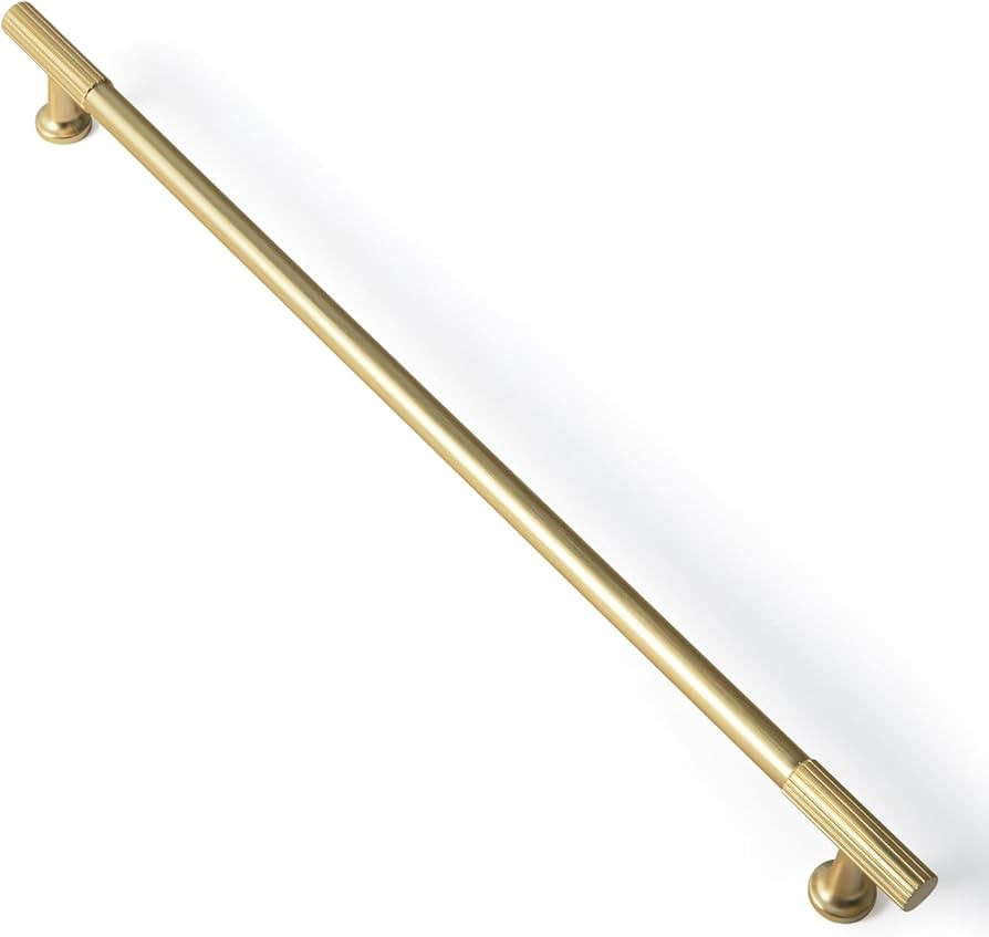 Goo-Ki Brushed Brass Zinc Alloy Cabinet Handles - 12.6''(320mm) Hole Center Striped Decorations C... | Amazon (US)