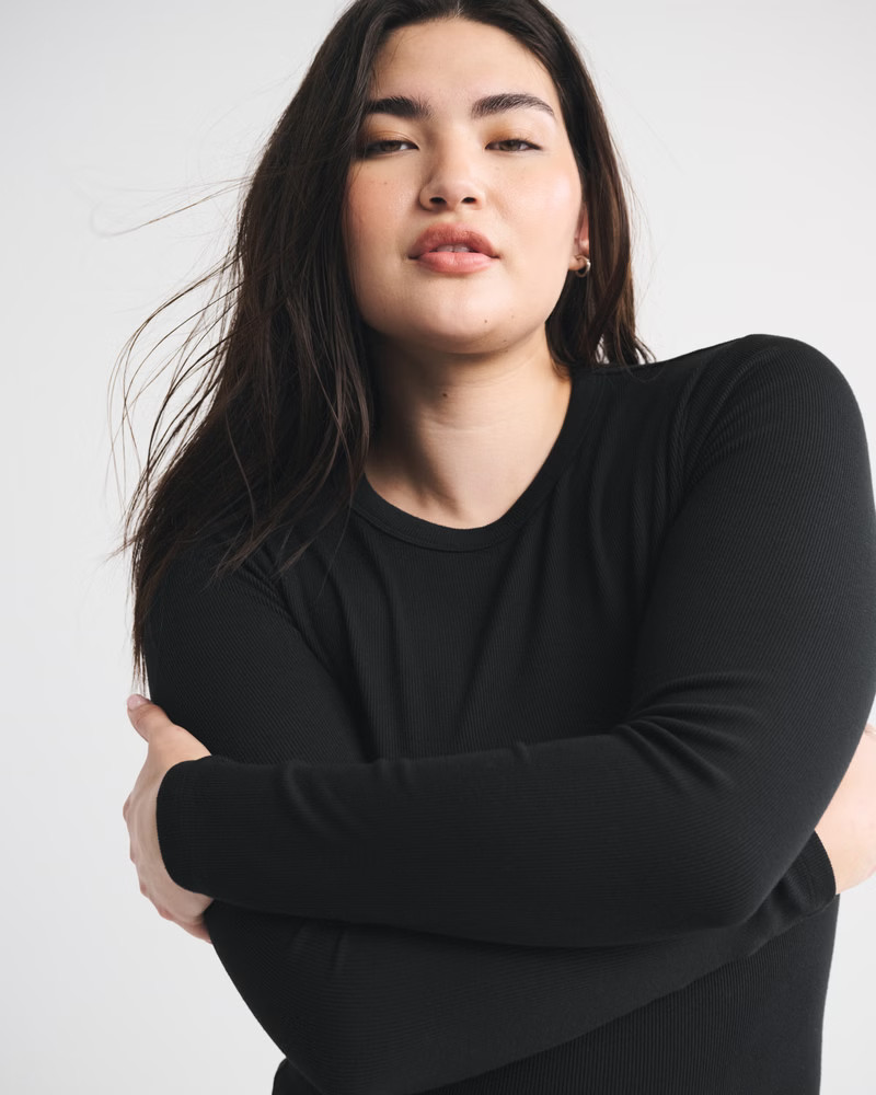 Women's Long-Sleeve Powdered Rib Tee | Women's Tops | Abercrombie.com | Abercrombie & Fitch (US)