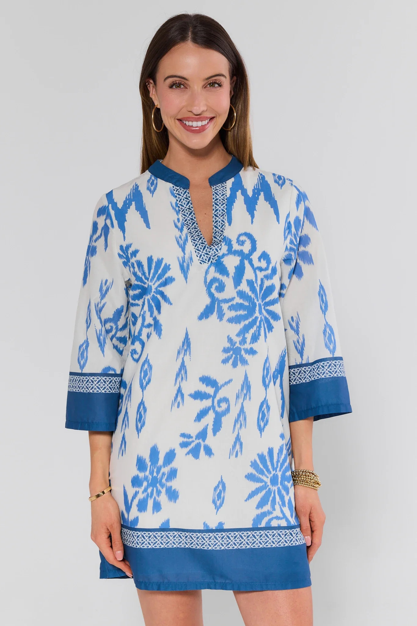 Priscilla Blue Printed Tunic Dress | Avara