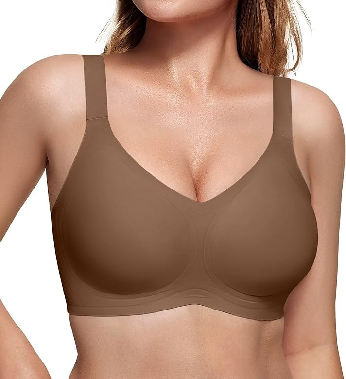 Vertvie Women's Seamless Bra Wireless Push Up Support Bra Comfort Full Coverage Bra V Neck Sleep ... | Amazon (US)