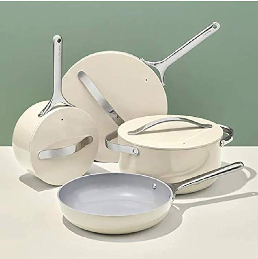Caraway Nonstick Ceramic Cookware Set (12 Piece) Pots, Pans, Lids and Kitchen Storage - Non Toxic... | Amazon (US)