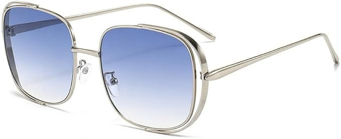 Oversized Square Sunglasses for Women - Metal Double Frame Gradient Lens UV400 Protection Trendy ... | Amazon (US)