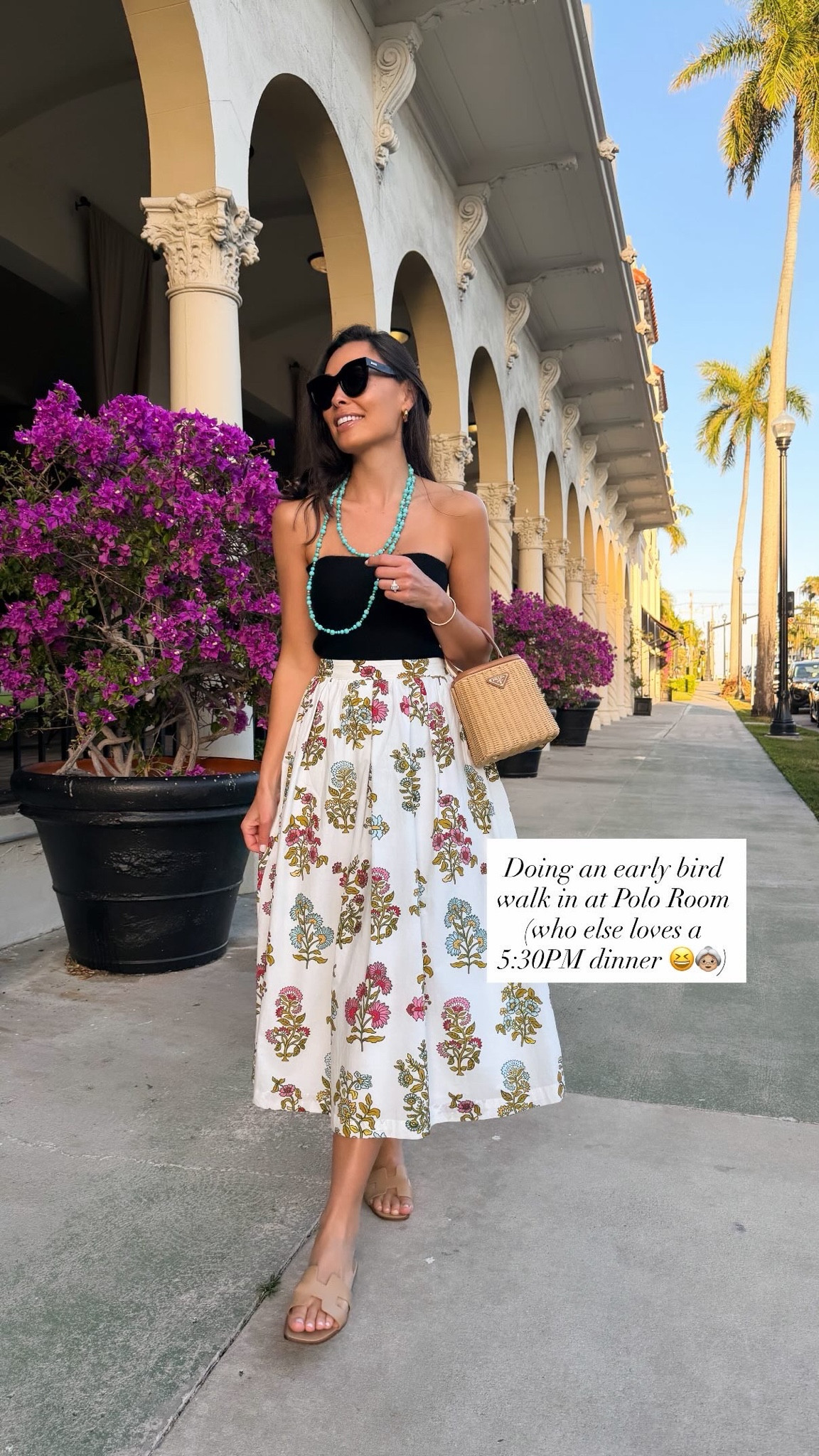 Palm Beach outfit, spring outfit, floral skirt. 

#LTKdayinmylife #LTKootd #LTKTravel