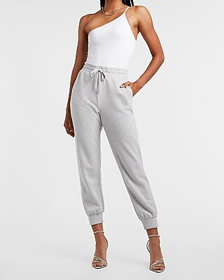 High Waisted Fleece Joggers | Express