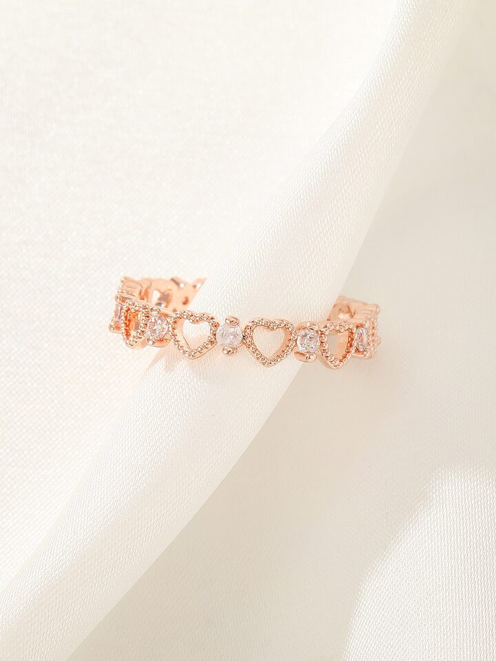 Heart & Rhinestone Decor Cuff Ring | SHEIN