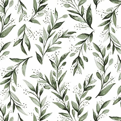 Livebor Green Leaf Peel and Stick Wallpaper Floral Wallpaper 17.7inch x 393.7inch Modern Self Adhesi | Amazon (US)