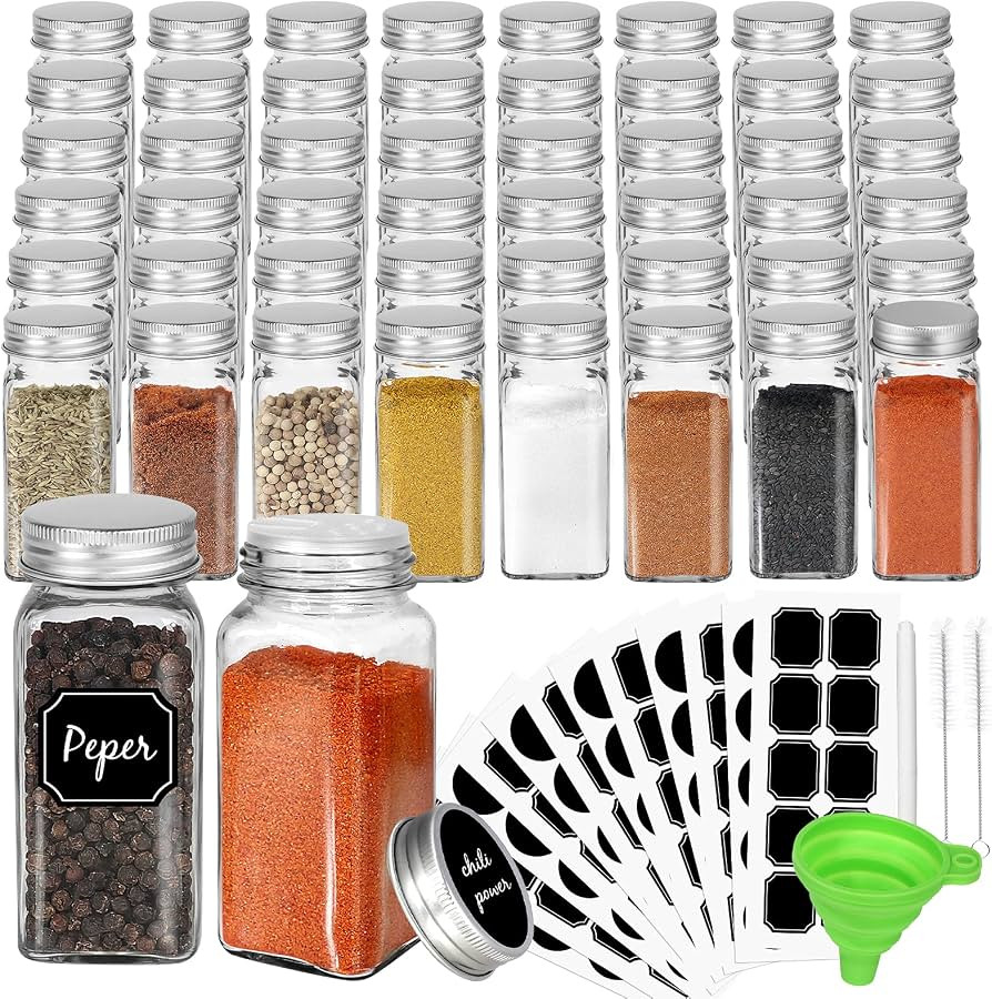 CycleMore 48 Pack 4oz Glass Spice Jars with Metal Caps and Shaker Lid | Amazon (US)