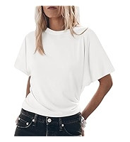 Tankaneo Womens Batwing Short Sleeve T Shirts Summer Casual Flowy Crew Neck Tops Loose Fit Boxy B... | Amazon (US)