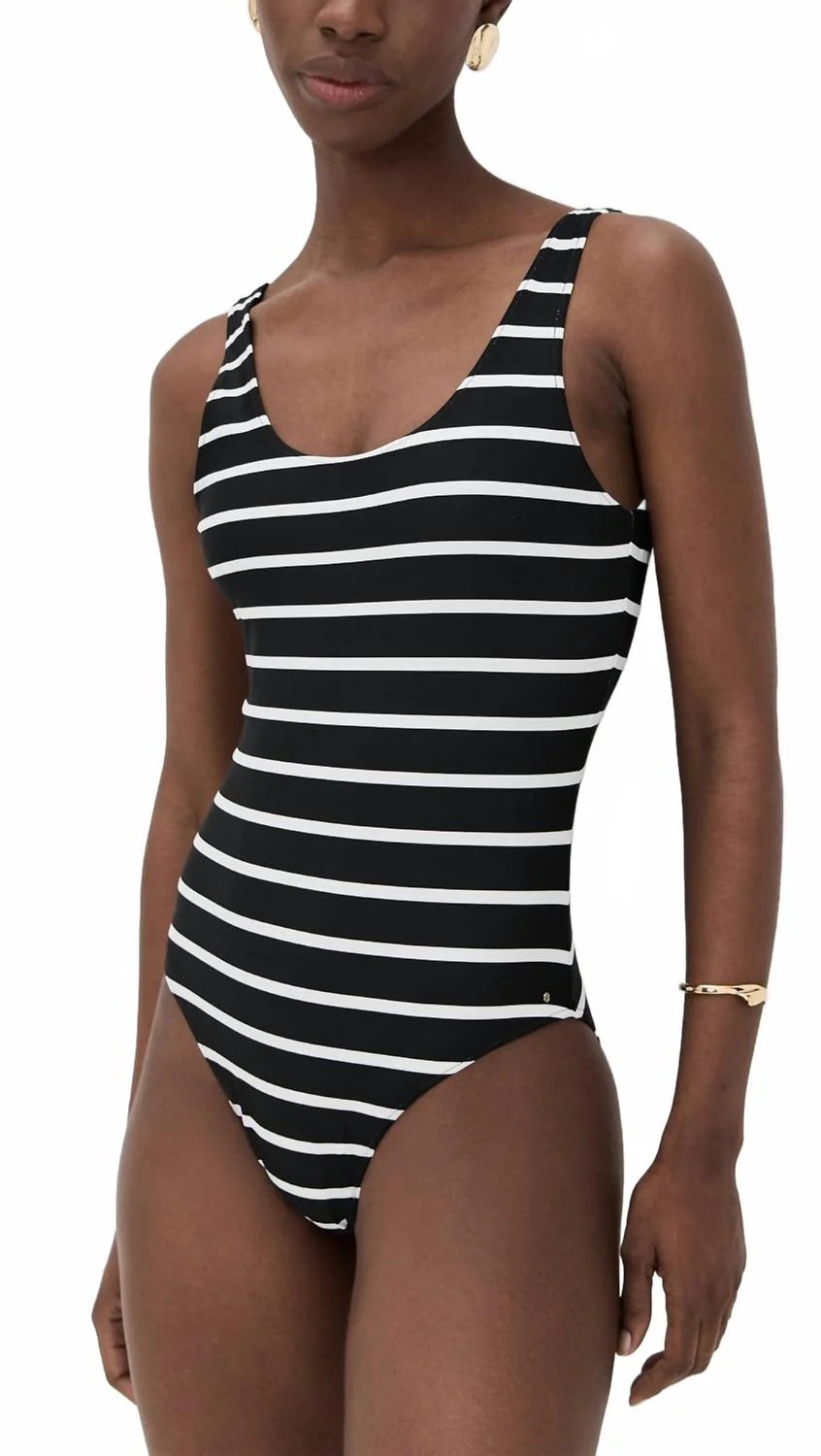 Jace One Piece Swimsuit In Black And White Stripe | Shop Simon