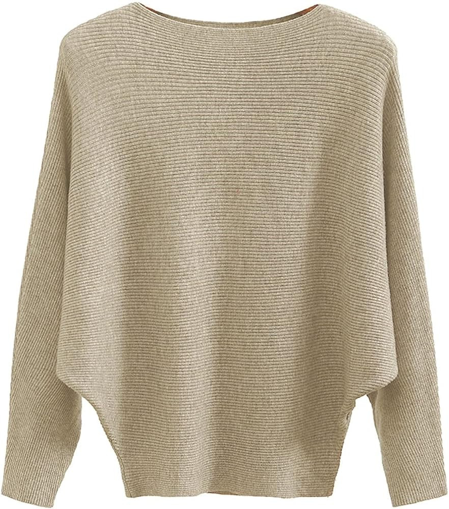 FULIER Women Girl's Boat Neck Batwing Sleeves Dolman Knitted Sweaters and Pullovers Tops One Size | Amazon (CA)