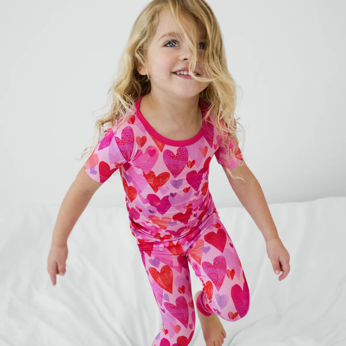 Pink Hearts & Crafts Two-Piece Short Sleeve Pajama Set | Little Sleepies