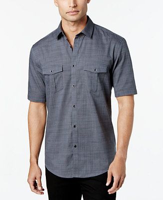 Alfani Men's Warren Textured Short Sleeve Shirt, Created for Macy's & Reviews - Casual Button-Dow... | Macys (US)