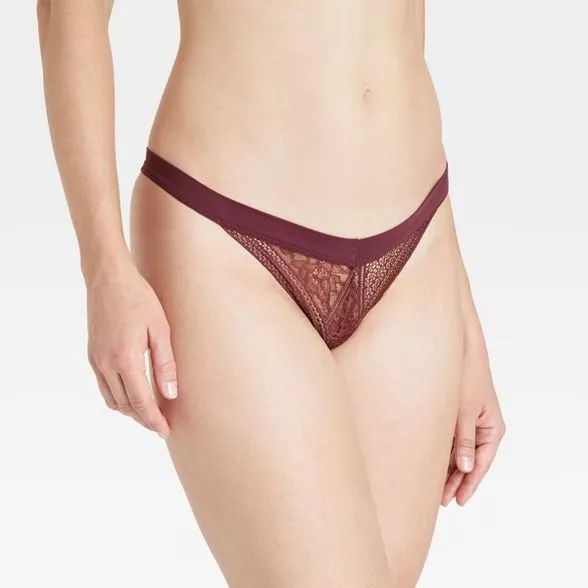 Women's Lace and Mesh Cheeky Underwear - Auden™ Lilac Purple S