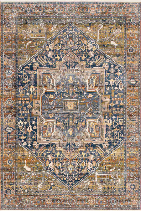 Rust Fringed Medallion 7' 10" x 7' 10" Area Rug | Rugs USA