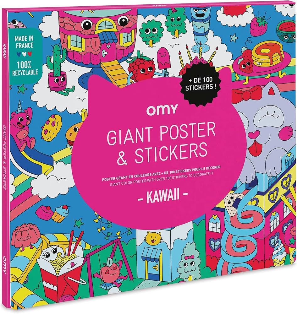 Omy Search and Find Giant Sticker Poster – Kawaii Characters | Over 100 Stickers | 40 x 28 Inch... | Amazon (US)