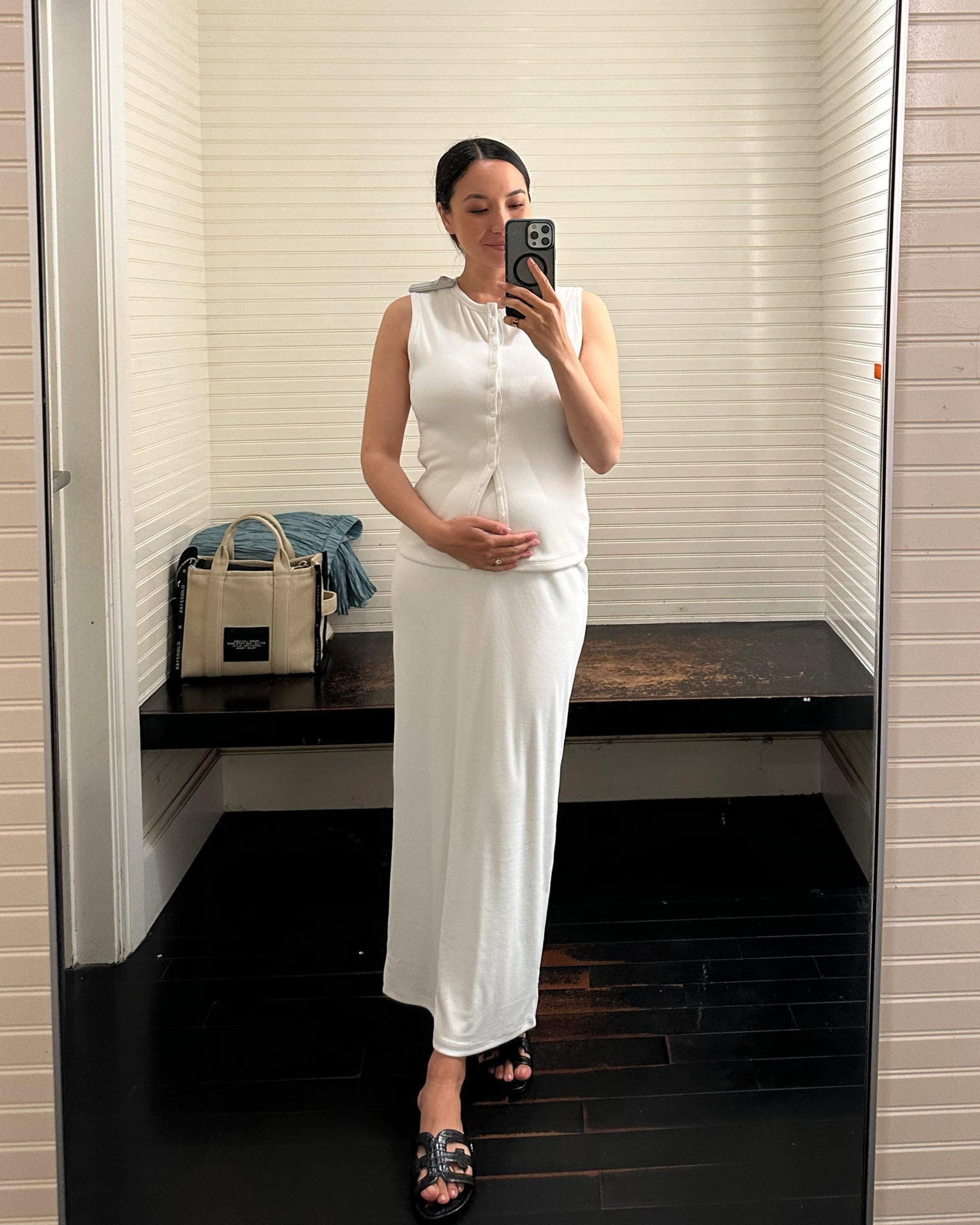 Bump-friendly matching set from Abercrombie- 15% off for members! 

Set is very stretchy-took my usual Abercrombie size, small in top (32DD) & xs bottoms 

#LTKfindsunder100 #LTKsalealert #LTKbump