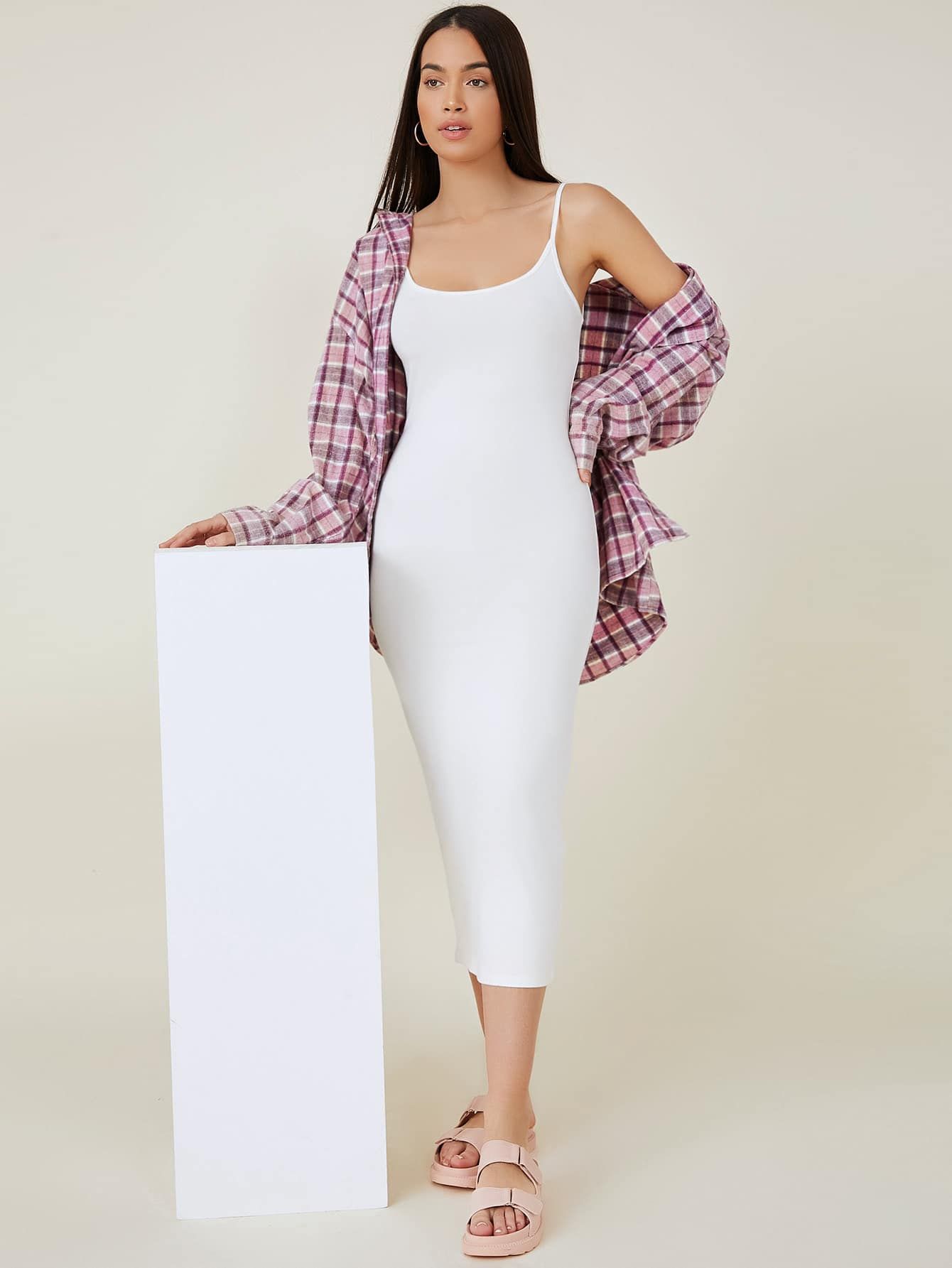 SHEIN BASICS Solid Cami Bodycon Dress | SHEIN