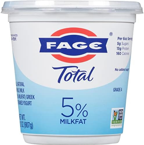 FAGE Total Greek Yogurt, 5% Whole Milk, Plain, 32 oz | Amazon (US)