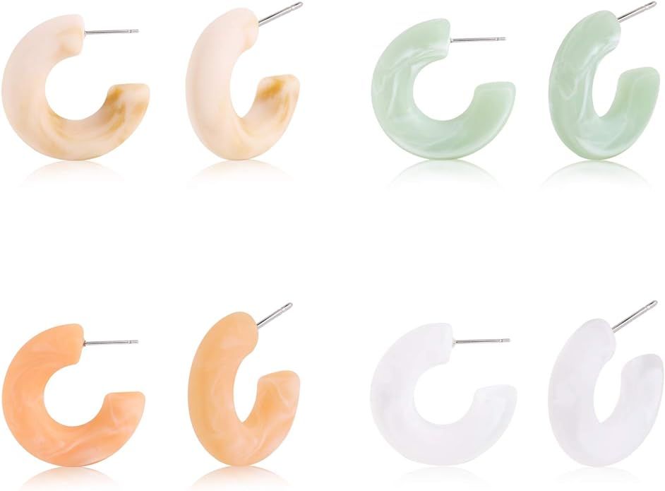 Resin Hoops Earrings color earrings -acrylic earrings - summer earrings for women fashion Earring... | Amazon (US)